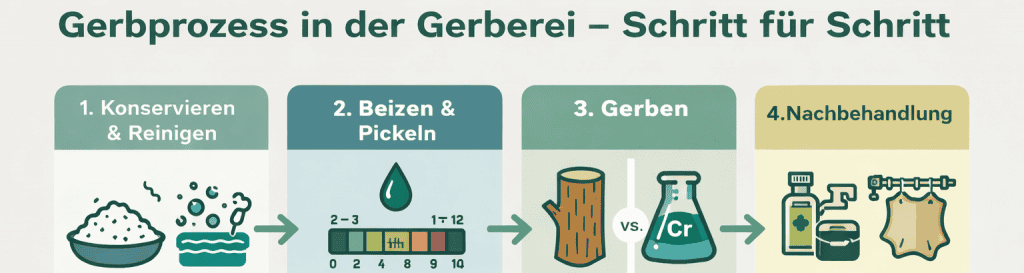 Schritte Lederproduktion